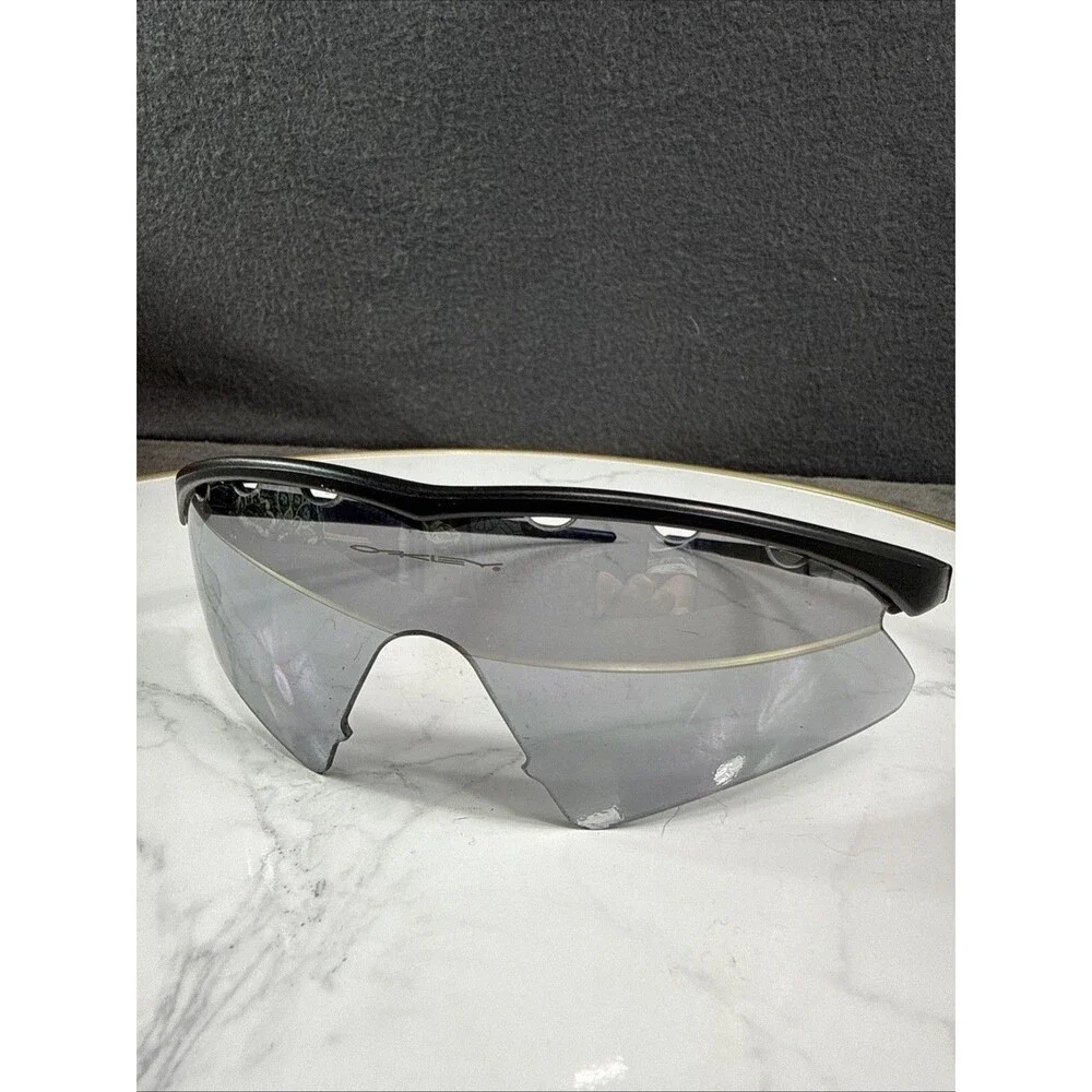 Oakley M Frame Shield Sunglasses Black Frame Gray Lens MISSING NOSE PAD SEE PICS